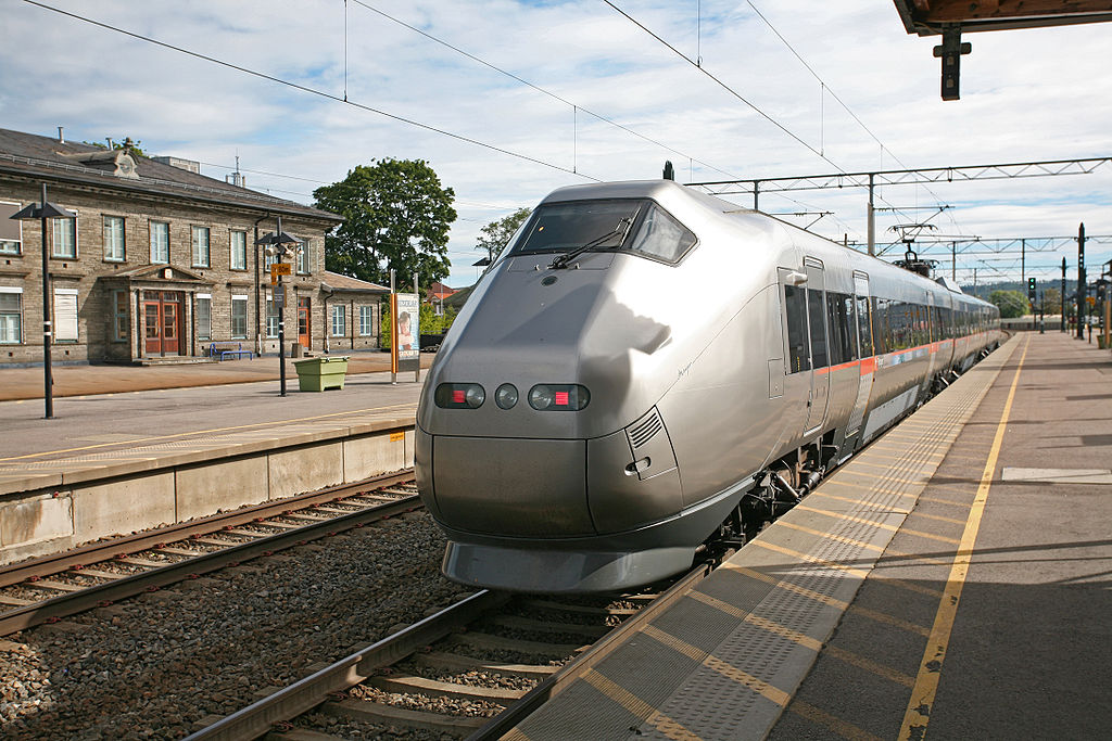 The Airport Express Train arriving at Lillestrøm station