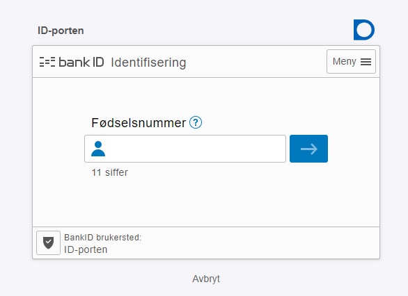 Main BankID login interface