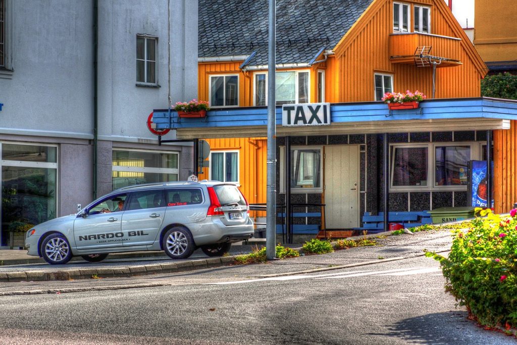 A taxi in a taxi stop in Norway