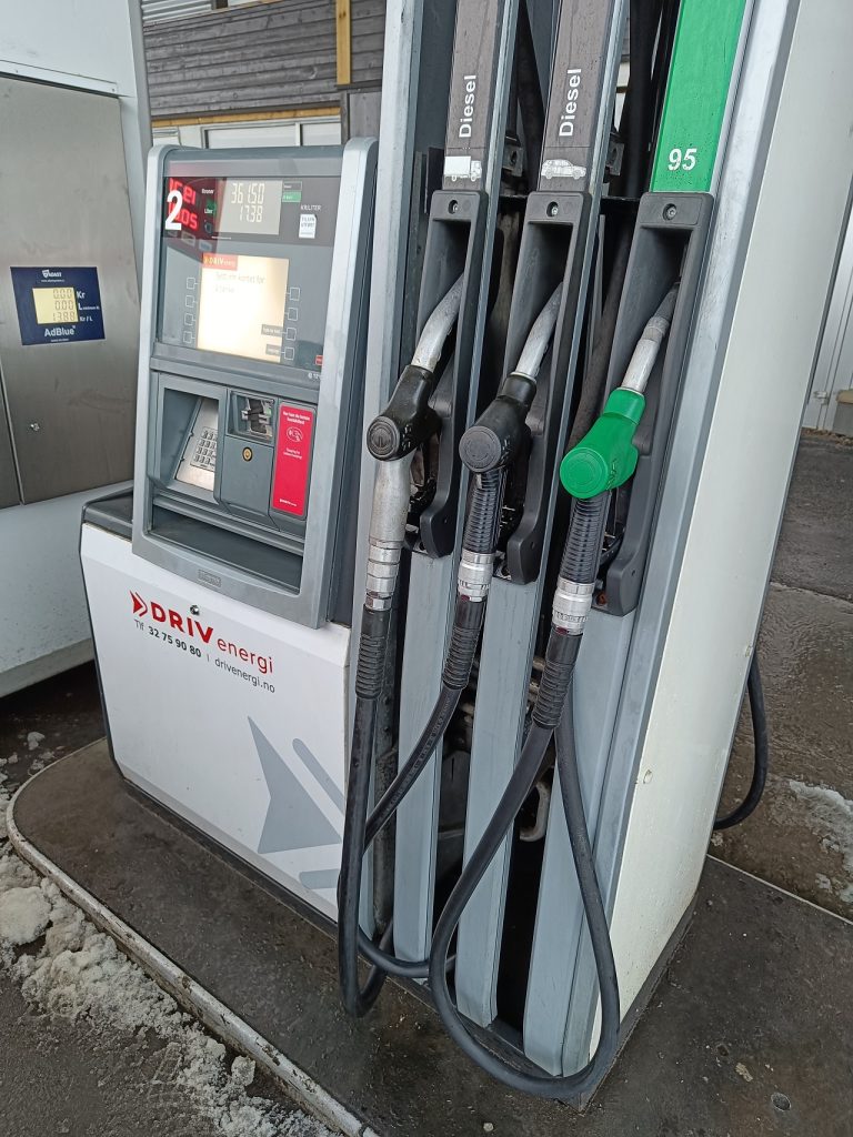 Fuel pumps at a Norwegian gas station