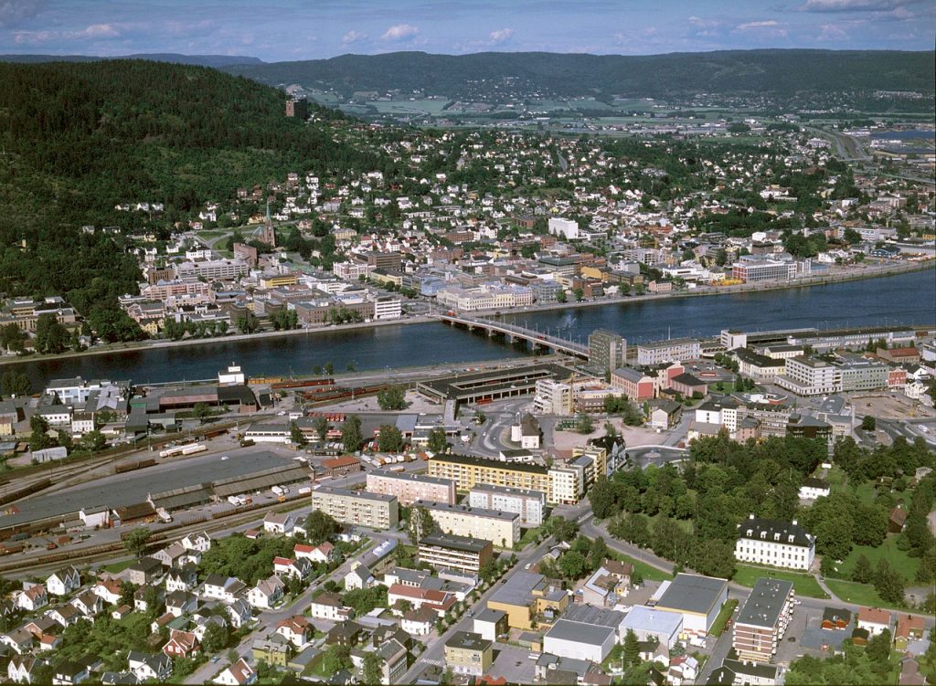 Aerial view of Drammen