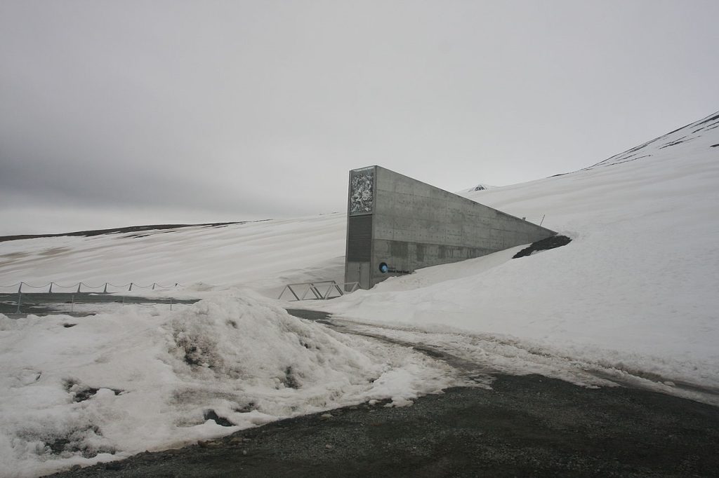 Entrance to Svalbard Global Seed Vault in daylight