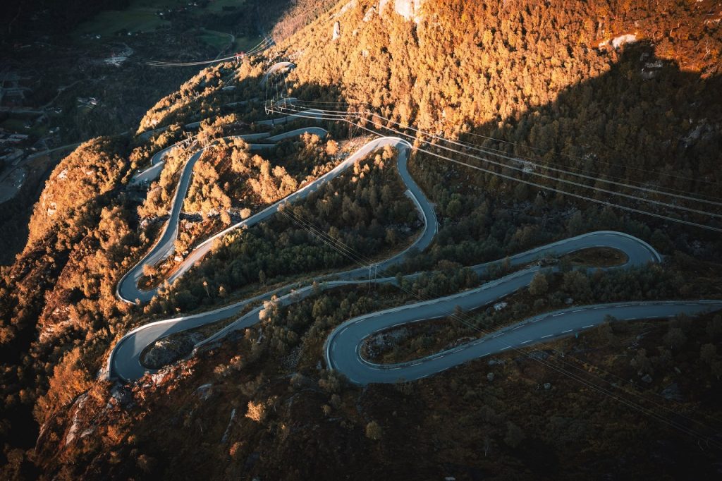 The road to Lysebotn is filled with 27 hairpin bends! 
