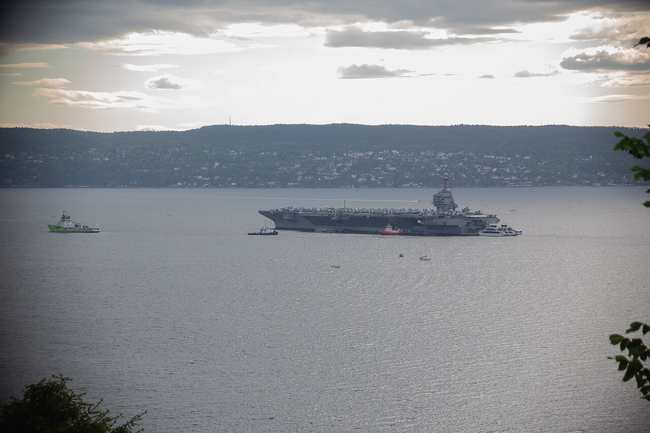 USS Gerald R. Ford in the Oslo fjord.